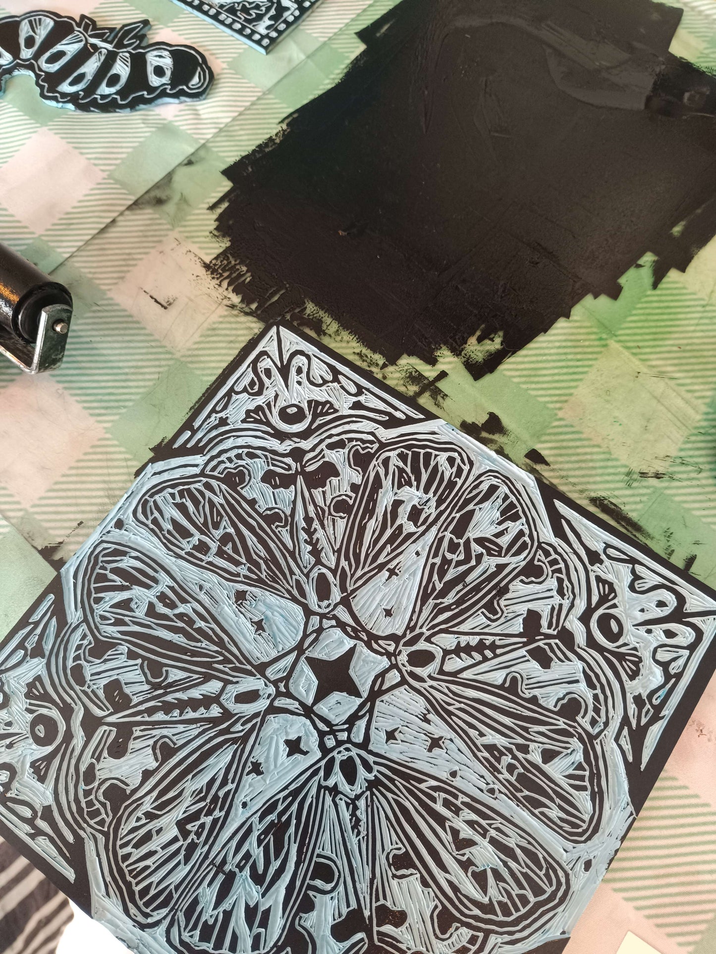 Moth Collective Linocut Print