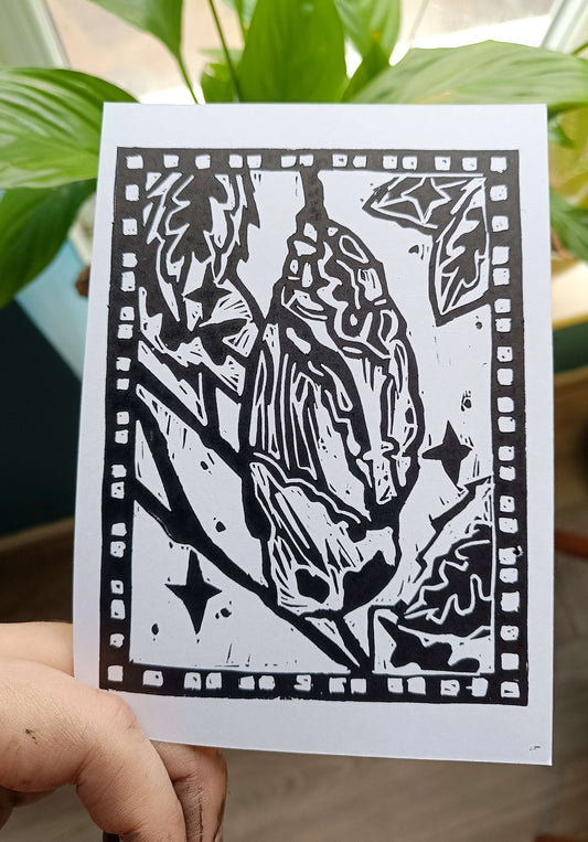 Cocoon Lino print Postcard