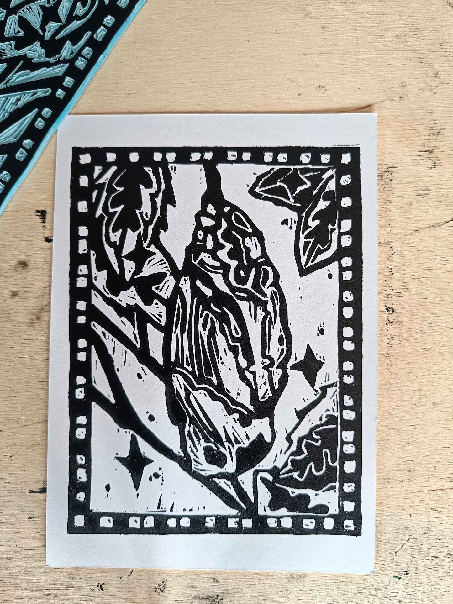 Cocoon Lino print Postcard