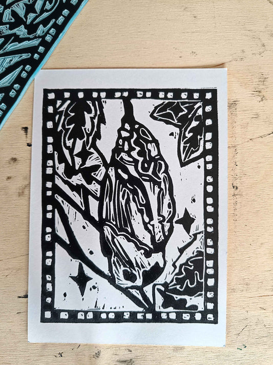 Cocoon Lino print Postcard