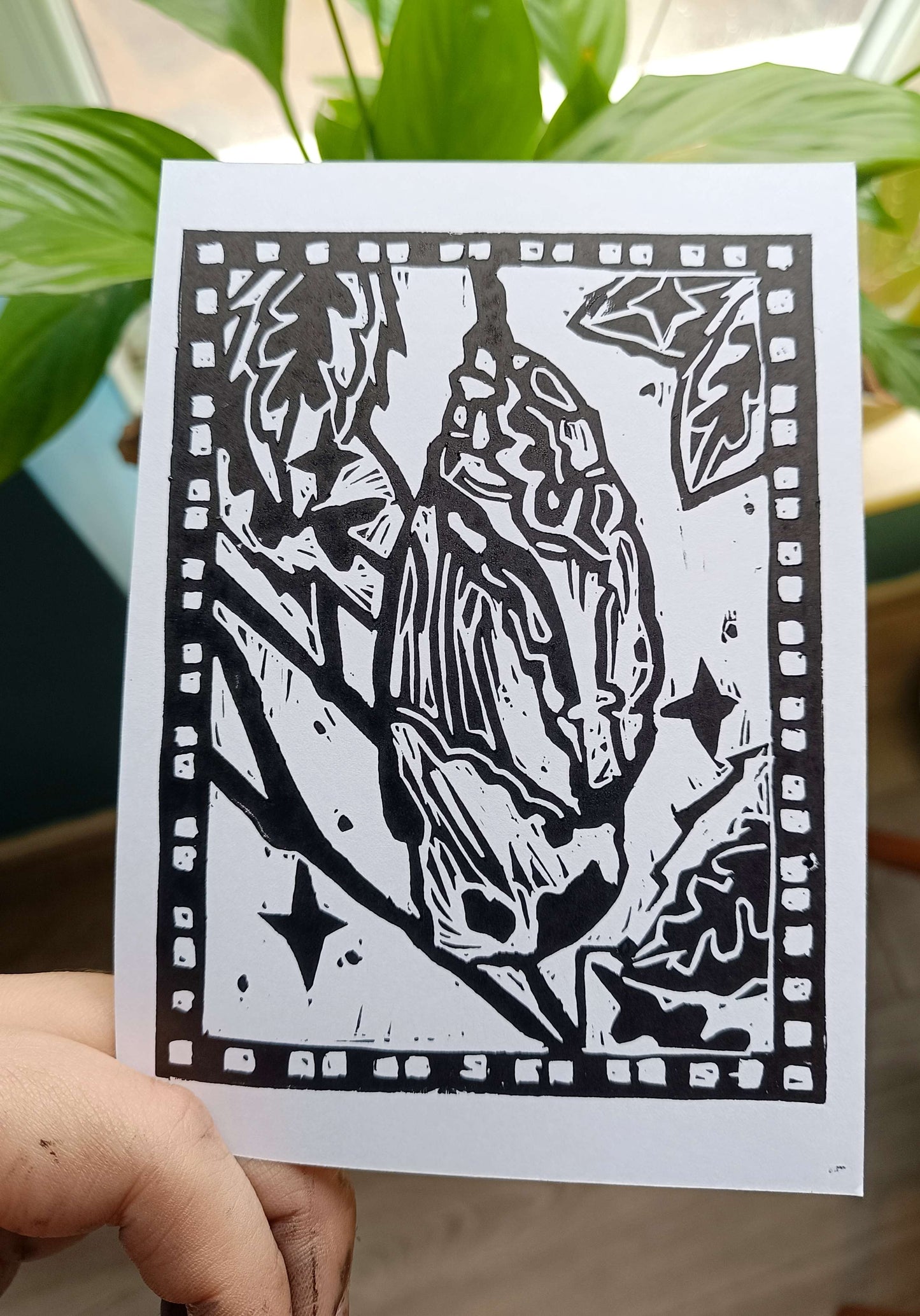 Cocoon Lino print Postcard