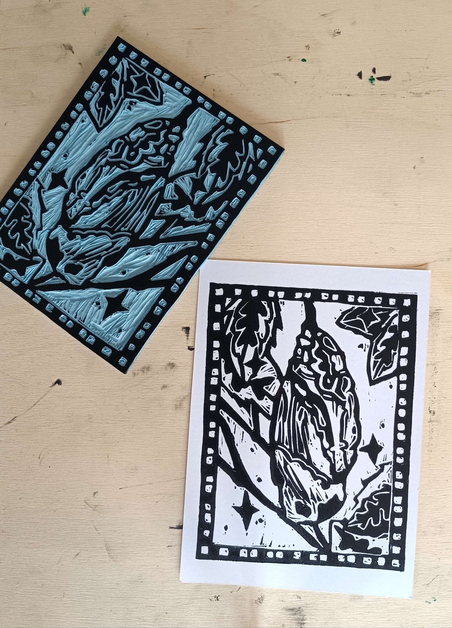 Cocoon Lino print Postcard