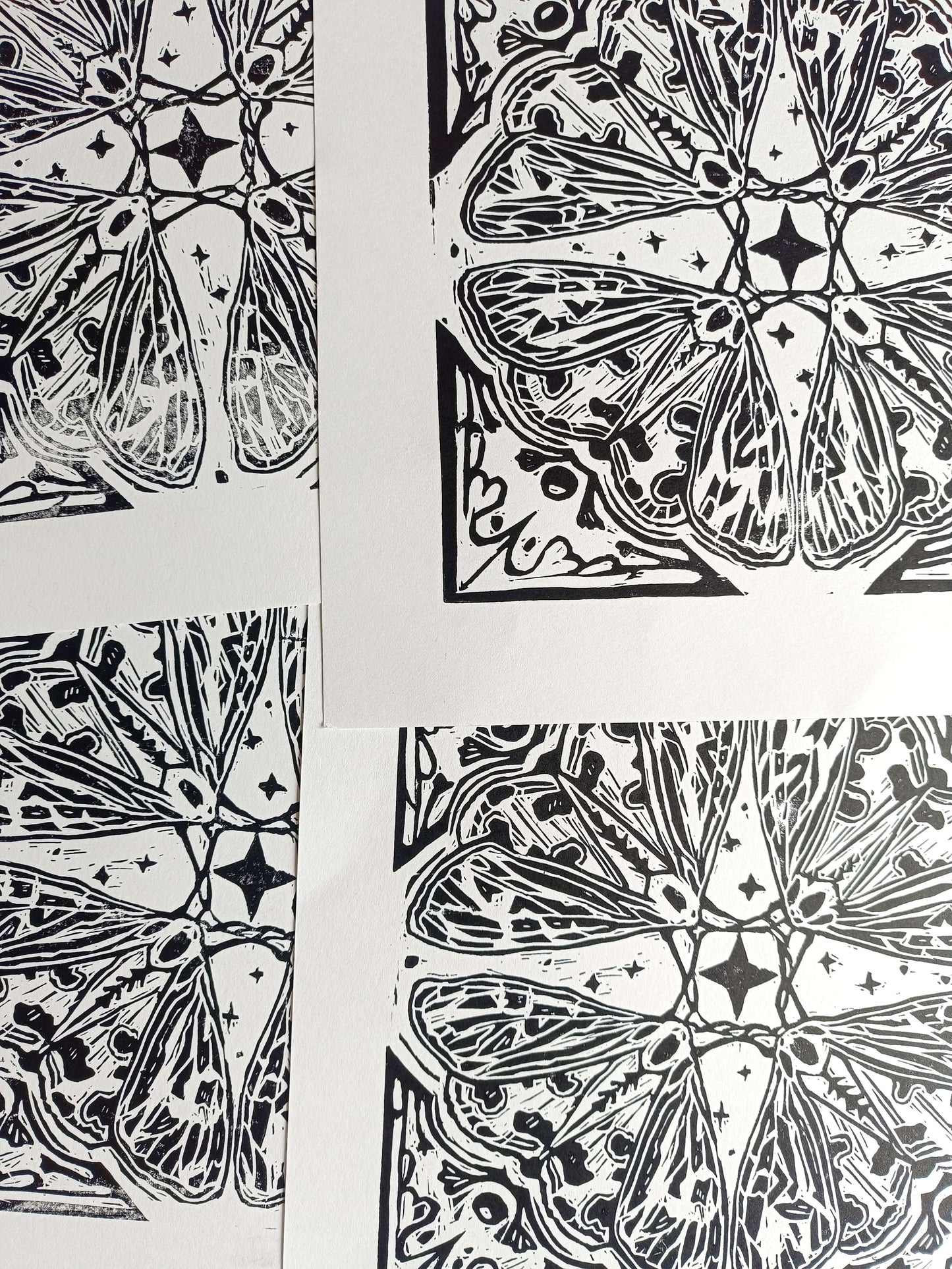 Moth Collective Linocut Print